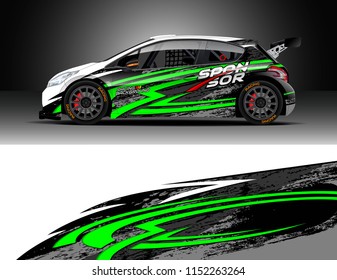 Car decal design vector. Graphic abstract stripe racing background designs for vehicle, race, rally, adventure and car racing livery.