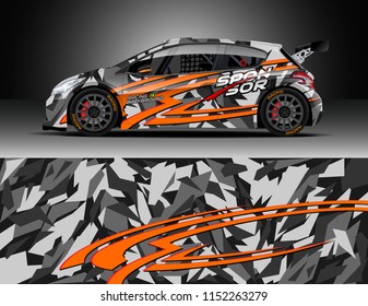 Car decal design vector. Graphic abstract stripe racing background designs for vehicle, race, rally, adventure and car racing livery.