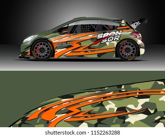 Car decal design vector. Graphic abstract stripe racing background designs for vehicle, race, rally, adventure and car racing livery.