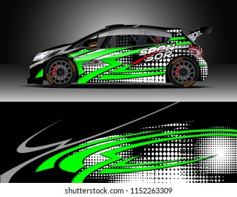 Car decal design vector. Graphic abstract stripe racing background designs for vehicle, race, rally, adventure and car racing livery.