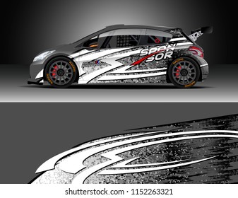 Car decal design vector. Graphic abstract stripe racing background designs for vehicle, race, rally, adventure and car racing livery.