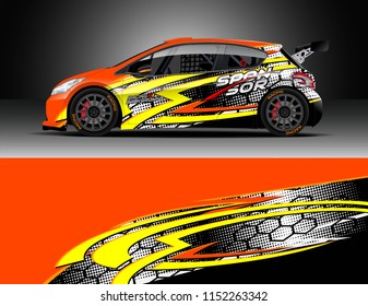 Car decal design vector. Graphic abstract stripe racing background designs for vehicle, race, rally, adventure and car racing livery.