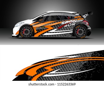 Car decal design vector. Graphic abstract stripe racing background designs for vehicle, race, rally, adventure and car racing livery.