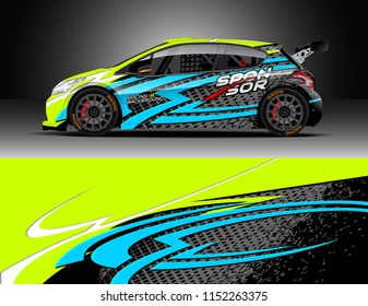 Car decal design vector. Graphic abstract stripe racing background designs for vehicle, race, rally, adventure and car racing livery.