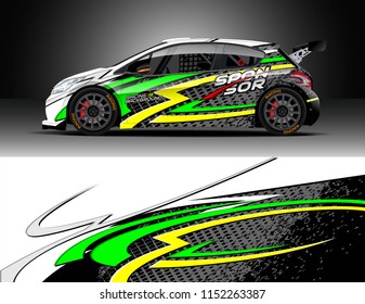 Car decal design vector. Graphic abstract stripe racing background designs for vehicle, race, rally, adventure and car racing livery.