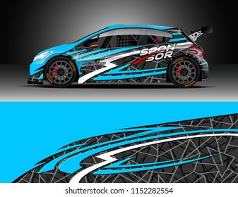 Car decal design vector. Graphic abstract stripe racing background designs for vehicle, race, rally, adventure and car racing livery.