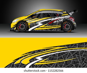 Car decal design vector. Graphic abstract stripe racing background designs for vehicle, race, rally, adventure and car racing livery.