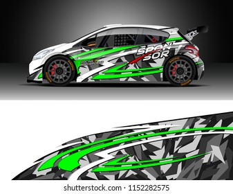 Car decal design vector. Graphic abstract stripe racing background designs for vehicle, race, rally, adventure and car racing livery.