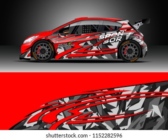 Car decal design vector. Graphic abstract stripe racing background designs for vehicle, race, rally, adventure and car racing livery.