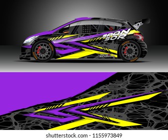 Car decal design vector. Graphic abstract stripe racing background designs for vehicle, race, rally, adventure and car racing livery.