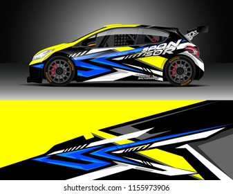 Car decal design vector. Graphic abstract stripe racing background designs for vehicle, race, rally, adventure and car racing livery.