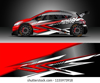 Car decal design vector. Graphic abstract stripe racing background designs for vehicle, race, rally, adventure and car racing livery.