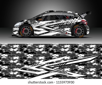 Car decal design vector. Graphic abstract stripe racing background designs for vehicle, race, rally, adventure and car racing livery.