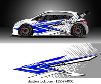 Car decal design vector. Graphic abstract stripe racing background designs for vehicle, race, rally, adventure and car racing livery.