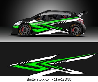 Car decal design vector. Graphic abstract stripe racing background designs for vehicle, race, rally, adventure and car racing livery.