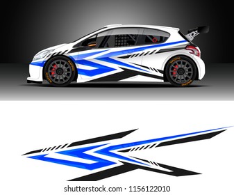 Car decal design vector. Graphic abstract stripe racing background designs for vehicle, race, rally, adventure and car racing livery.