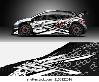 Car decal design vector. Graphic abstract stripe racing background designs for vehicle, race, rally, adventure and car racing livery.