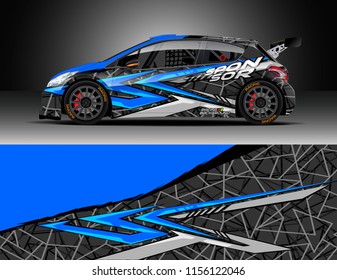 Car decal design vector. Graphic abstract stripe racing background designs for vehicle, race, rally, adventure and car racing livery.