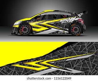 Car decal design vector. Graphic abstract stripe racing background designs for vehicle, race, rally, adventure and car racing livery.