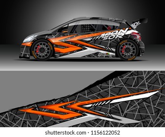 Car decal design vector. Graphic abstract stripe racing background designs for vehicle, race, rally, adventure and car racing livery.