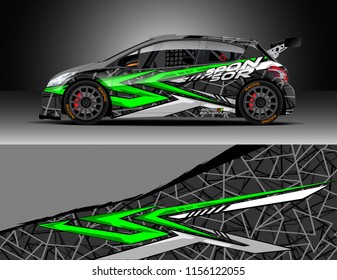 Car decal design vector. Graphic abstract stripe racing background designs for vehicle, race, rally, adventure and car racing livery.