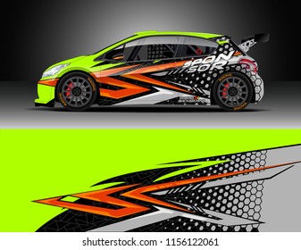Automobil-Dekorationsvektor. Grafische abstrakte Rennhintergründe für Fahrzeuge, Rennen, Rallye, Abenteuer und Autorennen.