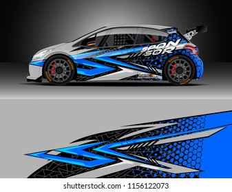 Car decal design vector. Graphic abstract stripe racing background designs for vehicle, race, rally, adventure and car racing livery.