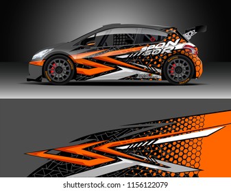 Car decal design vector. Graphic abstract stripe racing background designs for vehicle, race, rally, adventure and car racing livery.