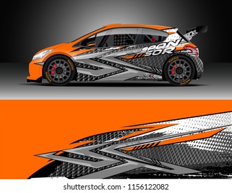 Car decal design vector. Graphic abstract stripe racing background designs for vehicle, race, rally, adventure and car racing livery.