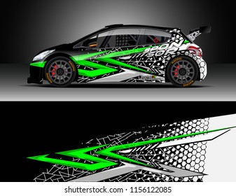 Car decal design vector. Graphic abstract stripe racing background designs for vehicle, race, rally, adventure and car racing livery.