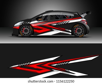 Vector de diseño de calcomanías. Diseño gráfico abstracto de fondo de carreras en rayas para vehículos, carreras, rally, aventura y carreras de autos.