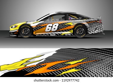 Car decal design vector. Graphic abstract stripe racing background kit designs for wrap vehicle, race car, nascar car, rally, adventure and livery