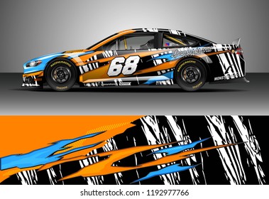 Car decal design vector. Graphic abstract stripe racing background kit designs for wrap vehicle, race car, nascar car, rally, adventure and livery