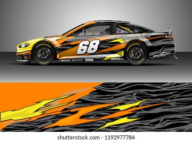 Car decal design vector. Graphic abstract stripe racing background kit designs for wrap vehicle, race car, nascar car, rally, adventure and livery