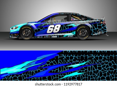 Car decal design vector. Graphic abstract stripe racing background kit designs for wrap vehicle, race car, nascar car, rally, adventure and livery