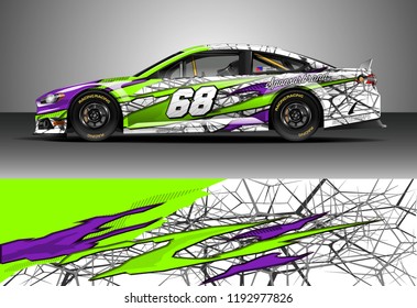 Car decal design vector. Graphic abstract stripe racing background kit designs for wrap vehicle, race car, nascar car, rally, adventure and livery