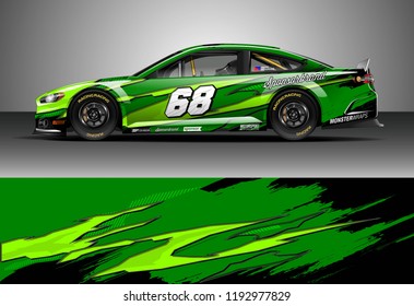 Car Decal Design Vector. Graphic Abstract Stripe Racing Background Kit Designs For Wrap Vehicle, Race Car, Nascar Car, Rally, Adventure And Livery