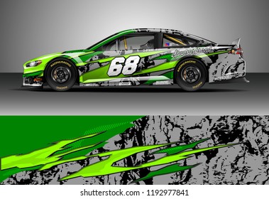 Car decal design vector. Graphic abstract stripe racing background kit designs for wrap vehicle, race car, nascar car, rally, adventure and livery