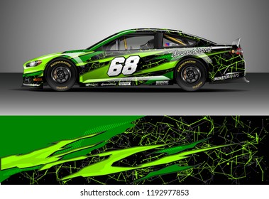 Car decal design vector. Graphic abstract stripe racing background kit designs for wrap vehicle, race car, nascar car, rally, adventure and livery
