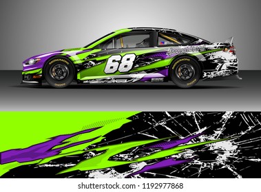 Car decal design vector. Graphic abstract stripe racing background kit designs for wrap vehicle, race car, nascar car, rally, adventure and livery