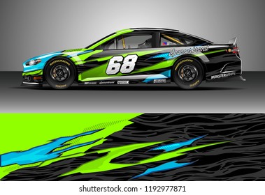 Car decal design vector. Graphic abstract stripe racing background kit designs for wrap vehicle, race car, nascar car, rally, adventure and livery