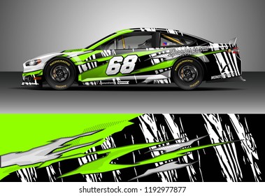 Car decal design vector. Graphic abstract stripe racing background kit designs for wrap vehicle, race car, nascar car, rally, adventure and livery