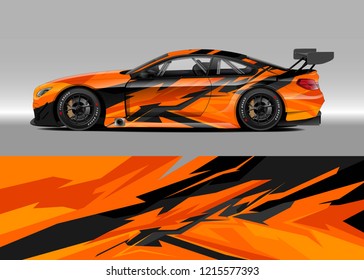 Car decal design vector. Graphic abstract stripe racing background kit designs for wrap vehicle, race car, rally, adventure and livery