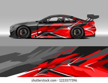 Car decal design vector. Graphic abstract stripe racing background kit designs for wrap vehicle, race car, rally, adventure and livery