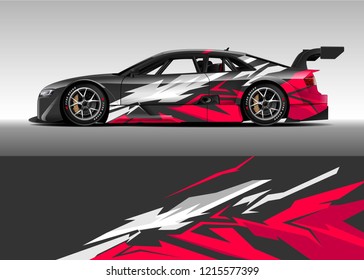 Car decal design vector. Graphic abstract stripe racing background kit designs for wrap vehicle, race car, rally, adventure and livery