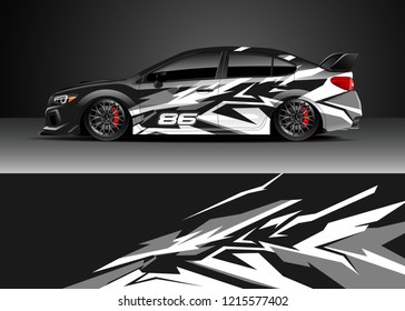 Car decal design vector. Graphic abstract stripe racing background kit designs for wrap vehicle, race car, rally, adventure and livery