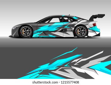 Car decal design vector. Graphic abstract stripe racing background kit designs for wrap vehicle, race car, rally, adventure and livery
