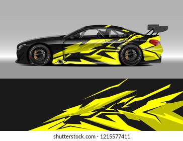Car decal design vector. Graphic abstract stripe racing background kit designs for wrap vehicle, race car, rally, adventure and livery