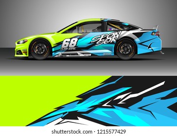 Car decal design vector. Graphic abstract stripe racing background kit designs for wrap vehicle, race car, rally, adventure and livery