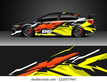 Car decal design vector. Graphic abstract stripe racing background kit designs for wrap vehicle, race car, rally, adventure and livery